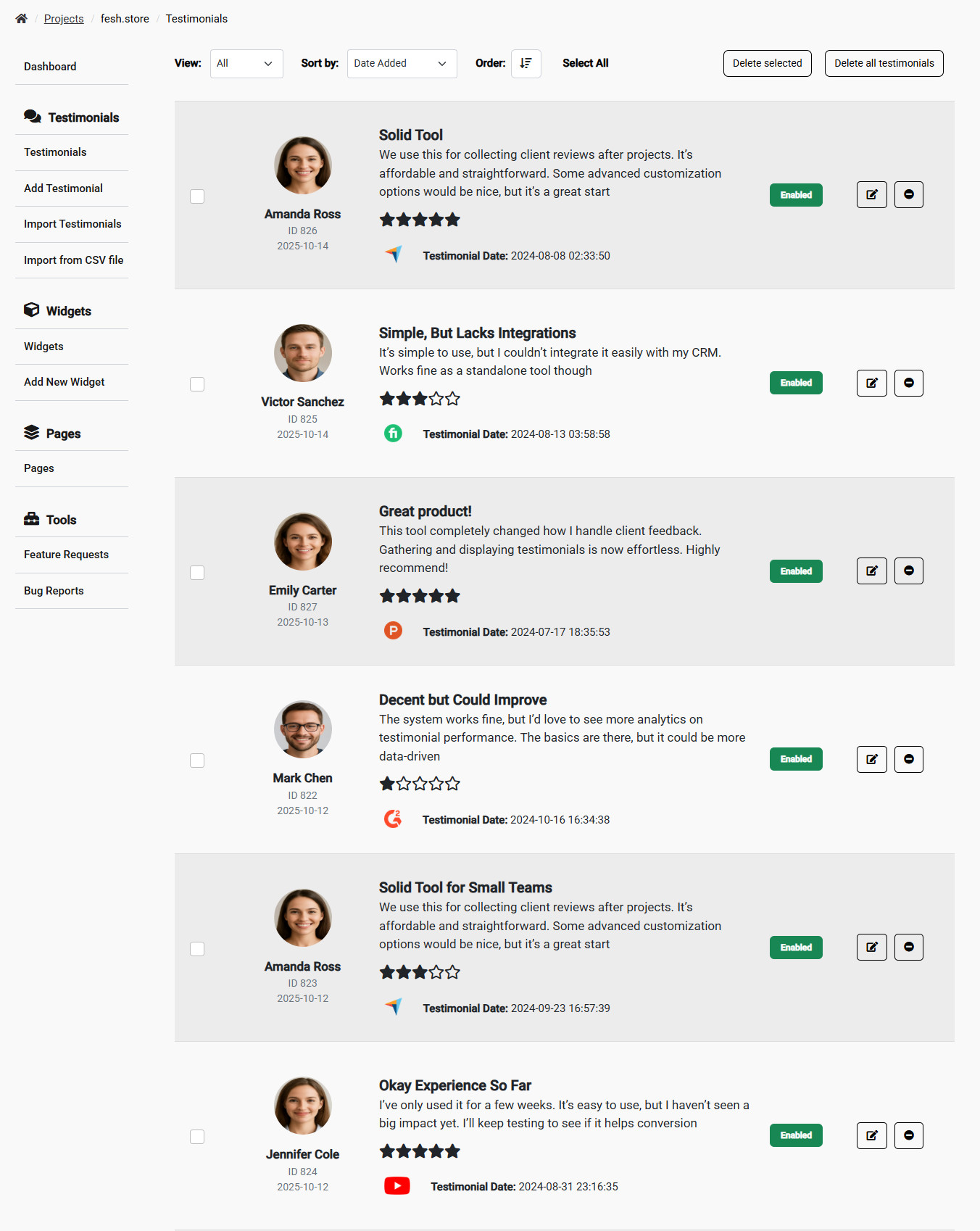 Collect, manage, and showcase testimonials